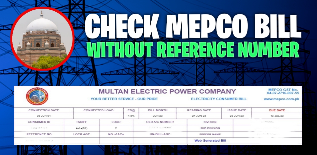 mepco bill without reference number